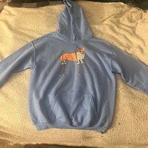 blue corgi hoodie, brand new just didnt fit, large in kids.